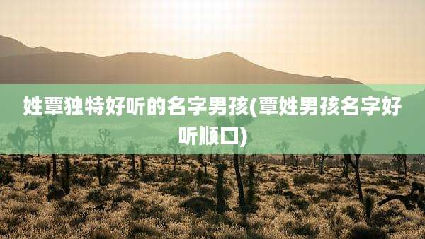 姓覃独特好听的名字男孩(覃姓男孩名字好听顺口)