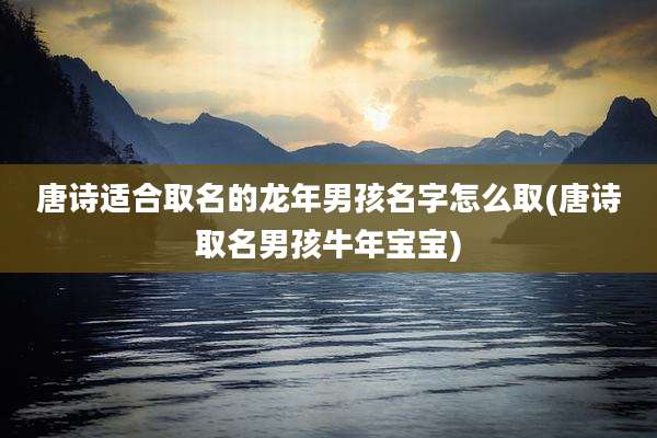 唐诗适合取名的龙年男孩名字怎么取(唐诗取名男孩牛年宝宝)