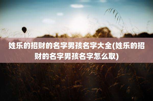 姓乐的招财的名字男孩名字大全(姓乐的招财的名字男孩名字怎么取)