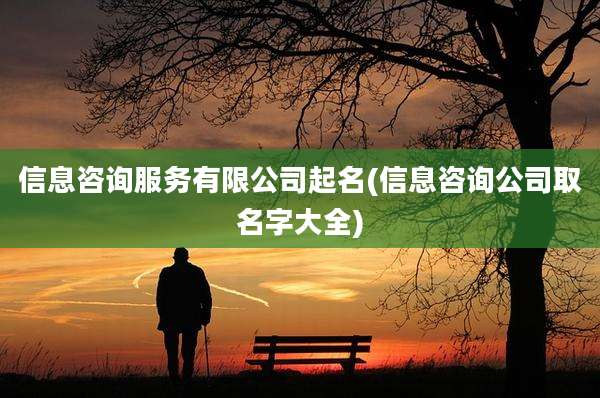 信息咨询服务有限公司起名(信息咨询公司取名字大全)