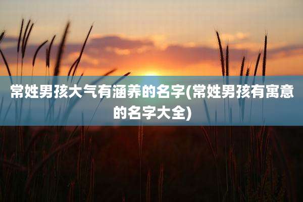 常姓男孩大气有涵养的名字(常姓男孩有寓意的名字大全)