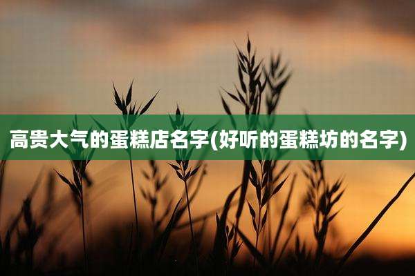 高贵大气的蛋糕店名字(好听的蛋糕坊的名字)