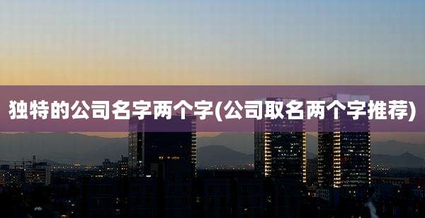独特的公司名字两个字(公司取名两个字推荐)