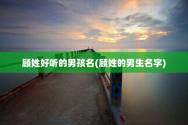 顾姓好听的男孩名(顾姓的男生名字)