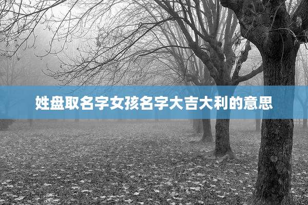 姓盘取名字女孩名字大吉大利的意思