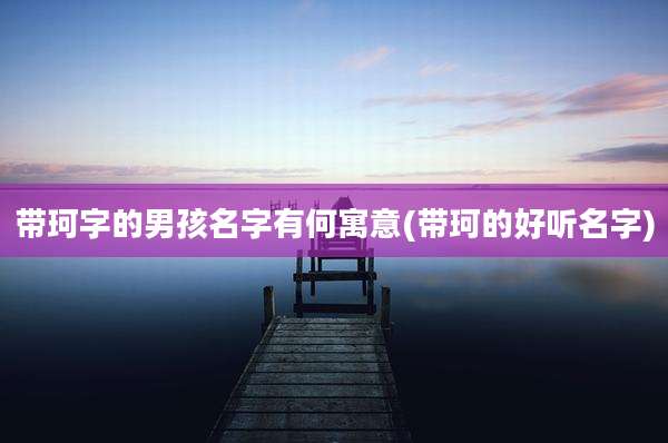 带珂字的男孩名字有何寓意(带珂的好听名字)