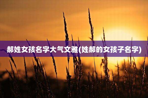 郝姓女孩名字大气文雅(姓郝的女孩子名字)