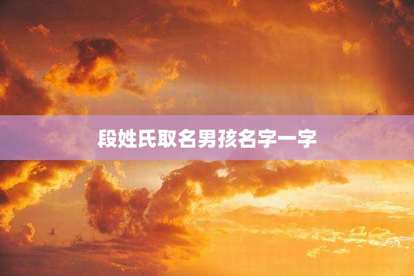 段姓氏取名男孩名字一字