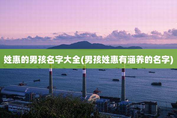 姓惠的男孩名字大全(男孩姓惠有涵养的名字)