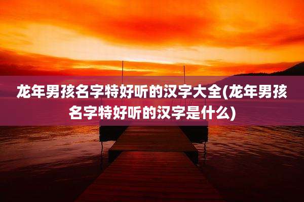 龙年男孩名字特好听的汉字大全(龙年男孩名字特好听的汉字是什么)
