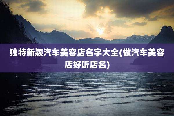 独特新颖汽车美容店名字大全(做汽车美容店好听店名)