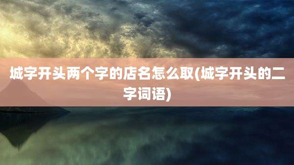 城字开头两个字的店名怎么取(城字开头的二字词语)