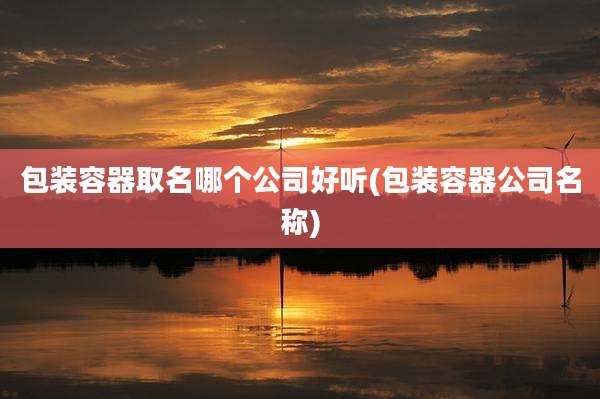 包装容器取名哪个公司好听(包装容器公司名称)