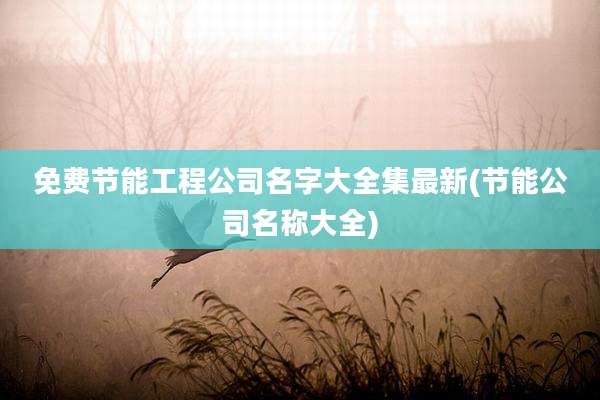 免费节能工程公司名字大全集最新(节能公司名称大全)