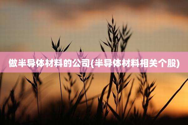 做半导体材料的公司(半导体材料相关个股)