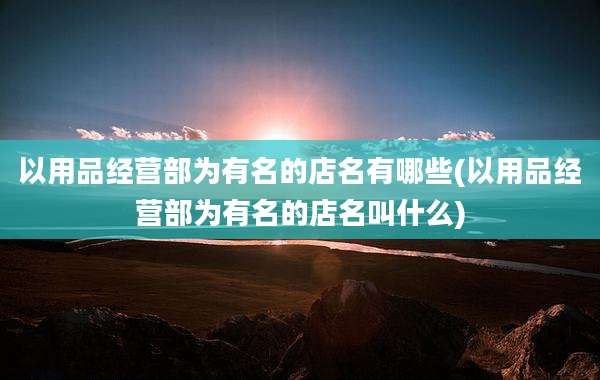 以用品经营部为有名的店名有哪些(以用品经营部为有名的店名叫什么)