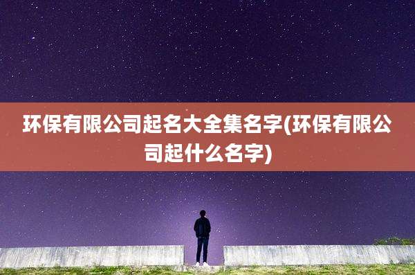 环保有限公司起名大全集名字(环保有限公司起什么名字)