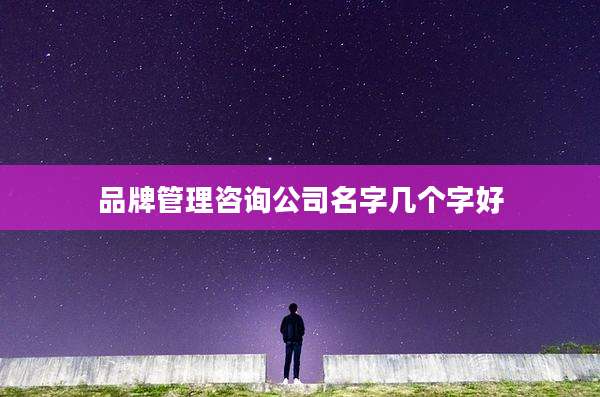 品牌管理咨询公司名字几个字好