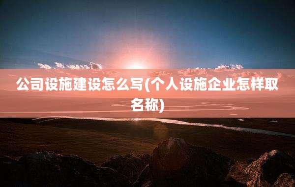 公司设施建设怎么写(个人设施企业怎样取名称)