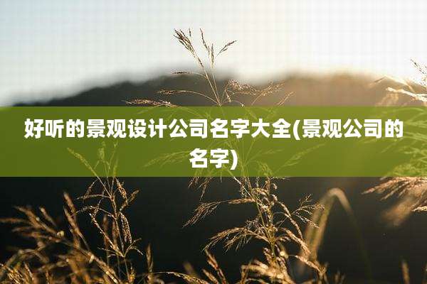 好听的景观设计公司名字大全(景观公司的名字)