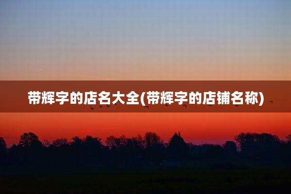 带辉字的店名大全(带辉字的店铺名称)