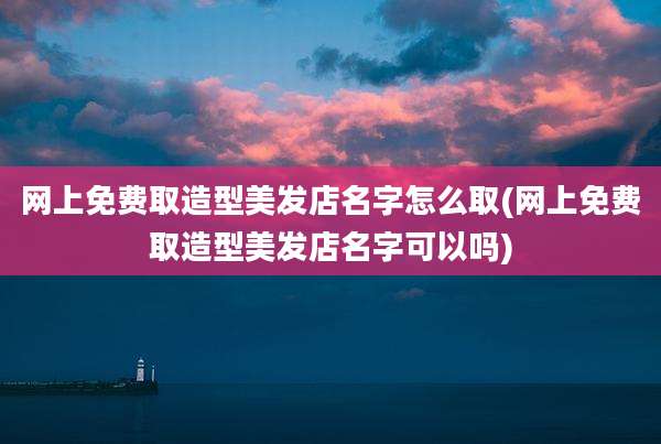 网上免费取造型美发店名字怎么取(网上免费取造型美发店名字可以吗)