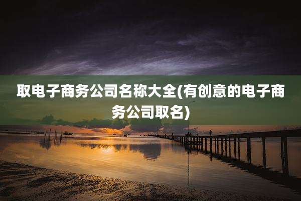 取电子商务公司名称大全(有创意的电子商务公司取名)