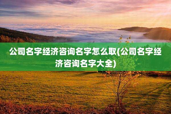 公司名字经济咨询名字怎么取(公司名字经济咨询名字大全)