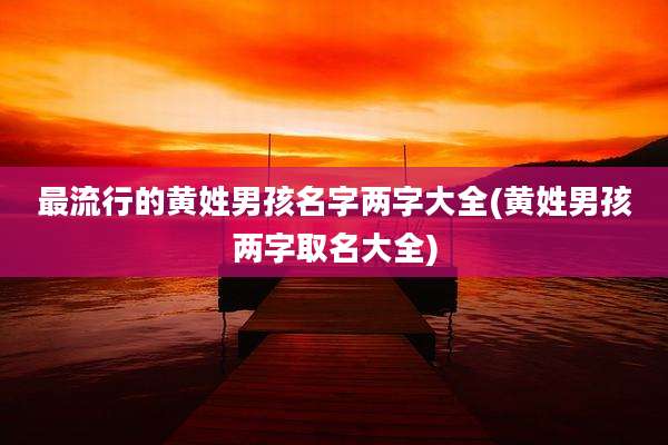 最流行的黄姓男孩名字两字大全(黄姓男孩两字取名大全)