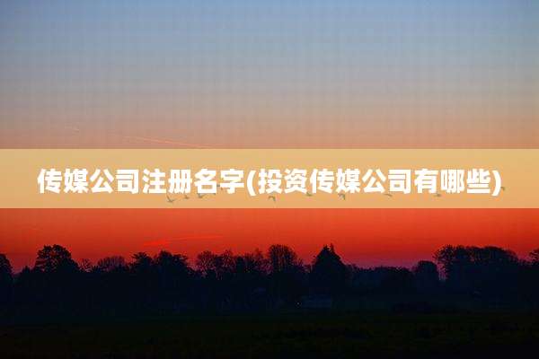 传媒公司注册名字(投资传媒公司有哪些)