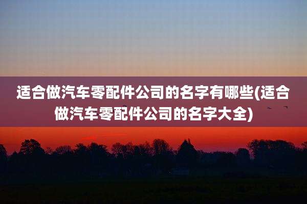 适合做汽车零配件公司的名字有哪些(适合做汽车零配件公司的名字大全)