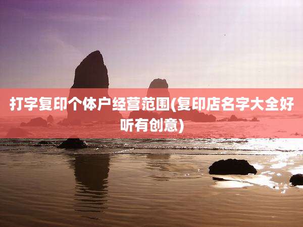 打字复印个体户经营范围(复印店名字大全好听有创意)