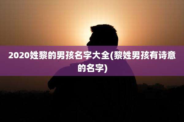 2020姓黎的男孩名字大全(黎姓男孩有诗意的名字)