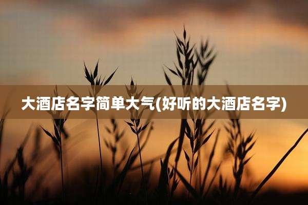 大酒店名字简单大气(好听的大酒店名字)