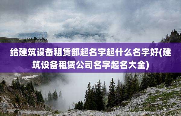 给建筑设备租赁部起名字起什么名字好(建筑设备租赁公司名字起名大全)