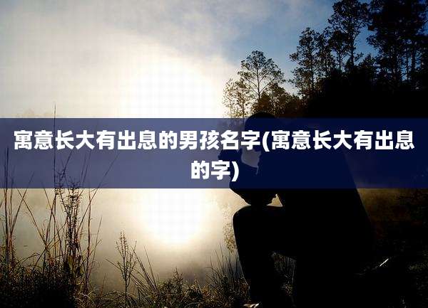寓意长大有出息的男孩名字(寓意长大有出息的字)