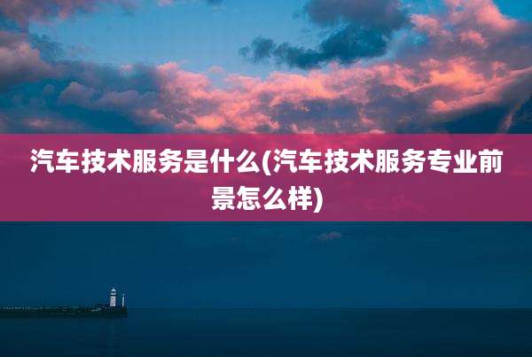 汽车技术服务是什么(汽车技术服务专业前景怎么样)