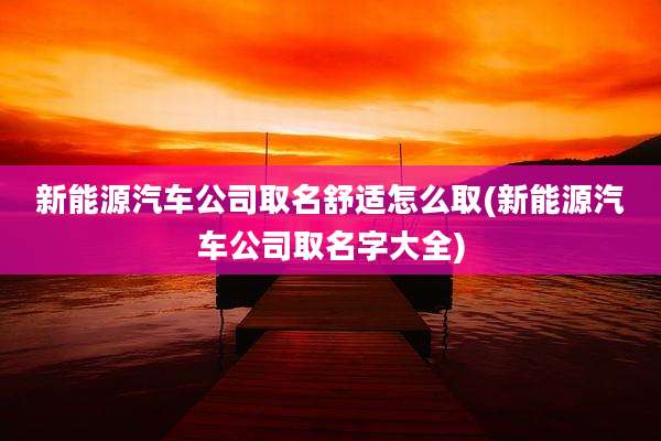 新能源汽车公司取名舒适怎么取(新能源汽车公司取名字大全)