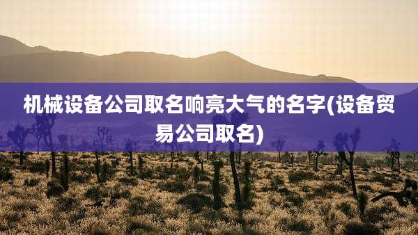 机械设备公司取名响亮大气的名字(设备贸易公司取名)
