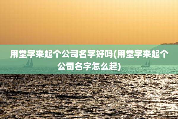 用堂字来起个公司名字好吗(用堂字来起个公司名字怎么起)