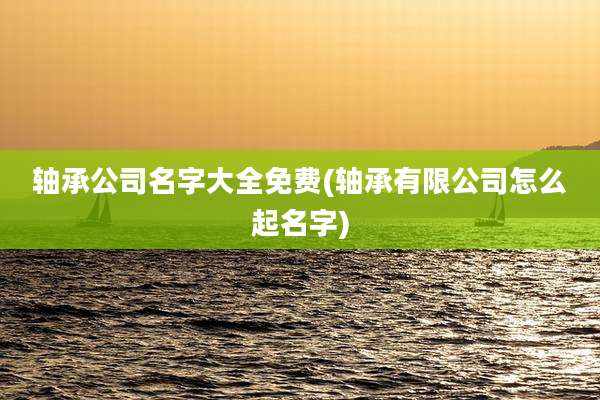 轴承公司名字大全免费(轴承有限公司怎么起名字)