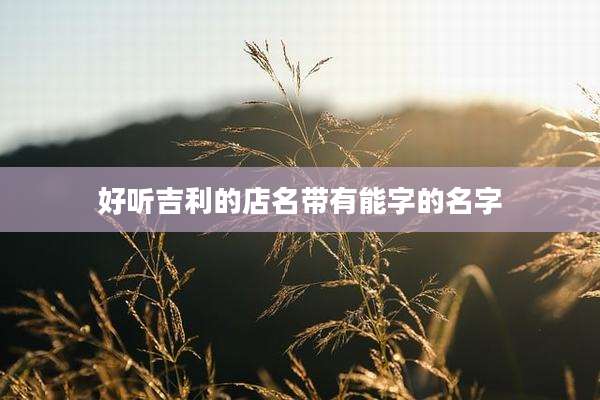 好听吉利的店名带有能字的名字