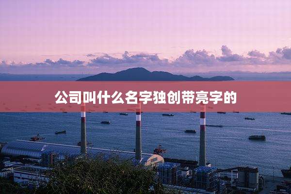 公司叫什么名字独创带亮字的