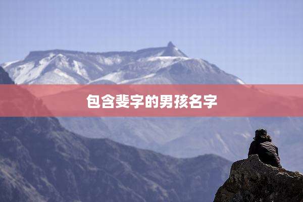 包含斐字的男孩名字