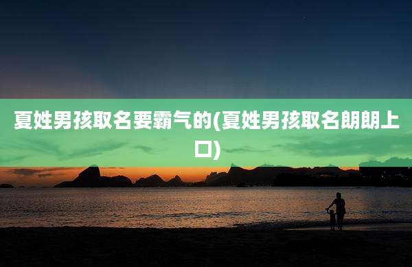 夏姓男孩取名要霸气的(夏姓男孩取名朗朗上口)