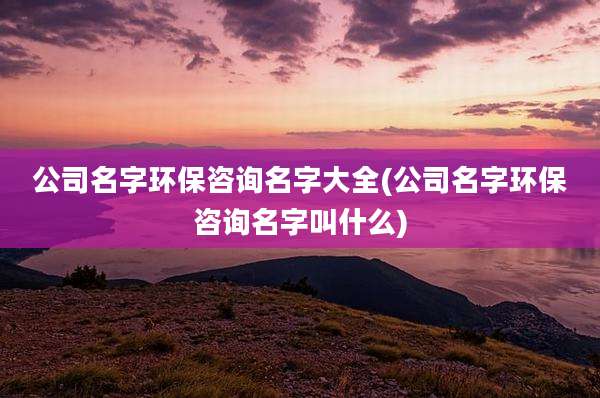 公司名字环保咨询名字大全(公司名字环保咨询名字叫什么)