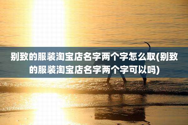 别致的服装淘宝店名字两个字怎么取(别致的服装淘宝店名字两个字可以吗)
