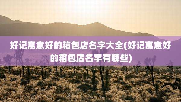 好记寓意好的箱包店名字大全(好记寓意好的箱包店名字有哪些)