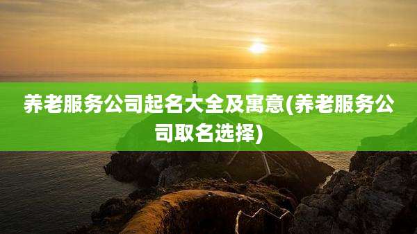 养老服务公司起名大全及寓意(养老服务公司取名选择)