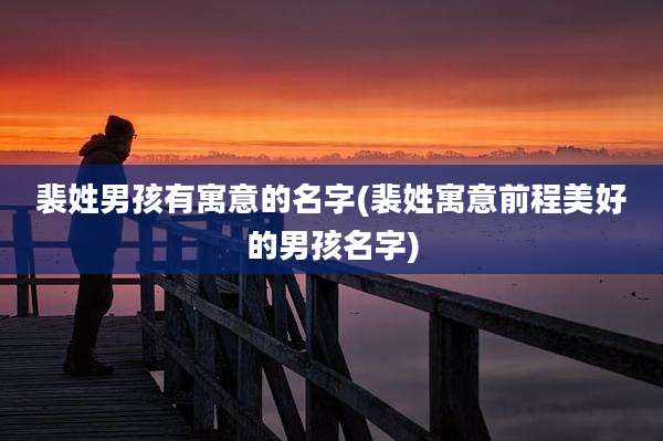 裴姓男孩有寓意的名字(裴姓寓意前程美好的男孩名字)